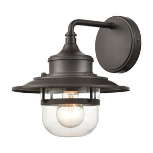 Atlas Renninger Rustic Outdoor Sconce - Vintage-Inspired Barn Light with Clear Glass Diffuser for Patios Oil Rubbed Bronze 9'' OL11367-BZ