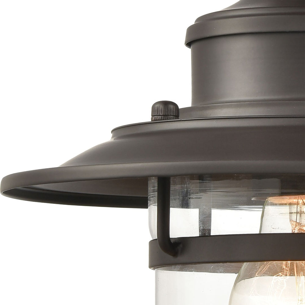 Atlas Renninger Rustic Outdoor Sconce - Vintage-Inspired Barn Light with Clear Glass Diffuser for Patios Oil Rubbed Bronze 9'' OL11367-BZ