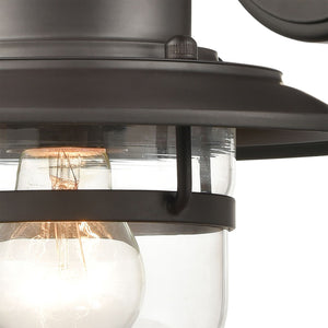 Atlas Renninger Rustic Outdoor Sconce - Vintage-Inspired Barn Light with Clear Glass Diffuser for Patios Oil Rubbed Bronze 9'' OL11367-BZ