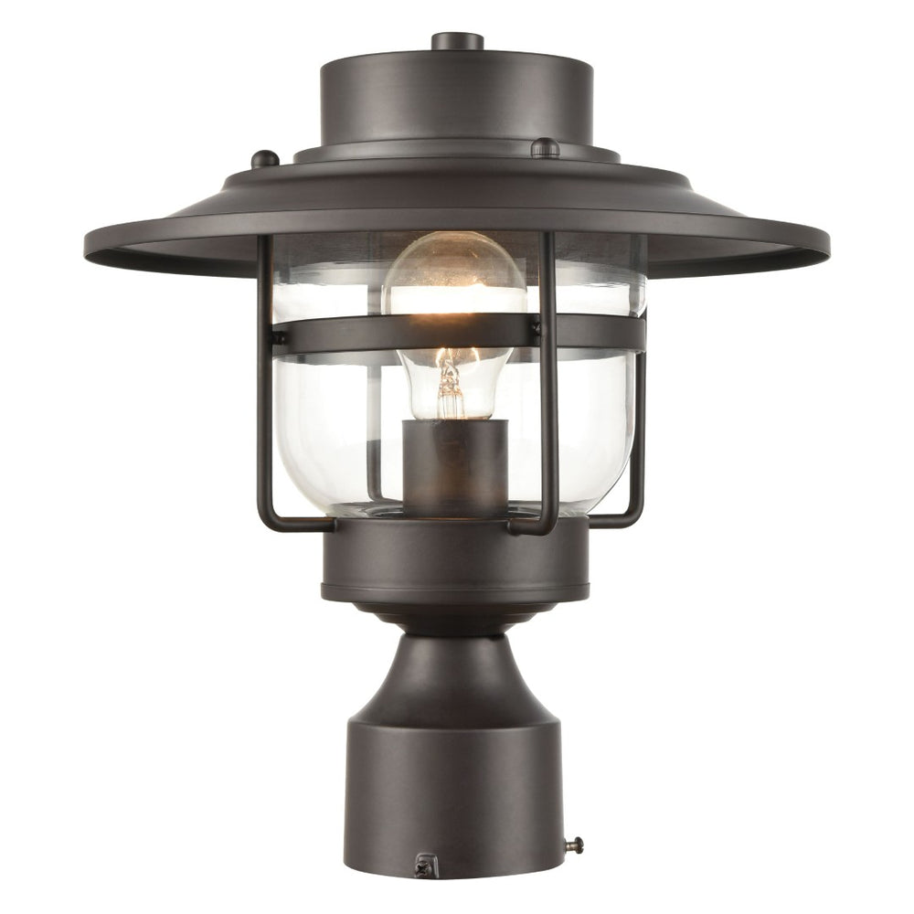 Atlas Renninger 12'' High Barn-Style Outdoor Post Light - Durable Oil Rubbed Bronze with Clear Glass Diffuser OL11369-BZ