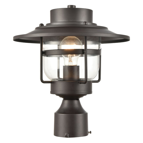 Atlas Renninger 12'' High Barn-Style Outdoor Post Light - Durable Oil Rubbed Bronze with Clear Glass Diffuser OL11369-BZ