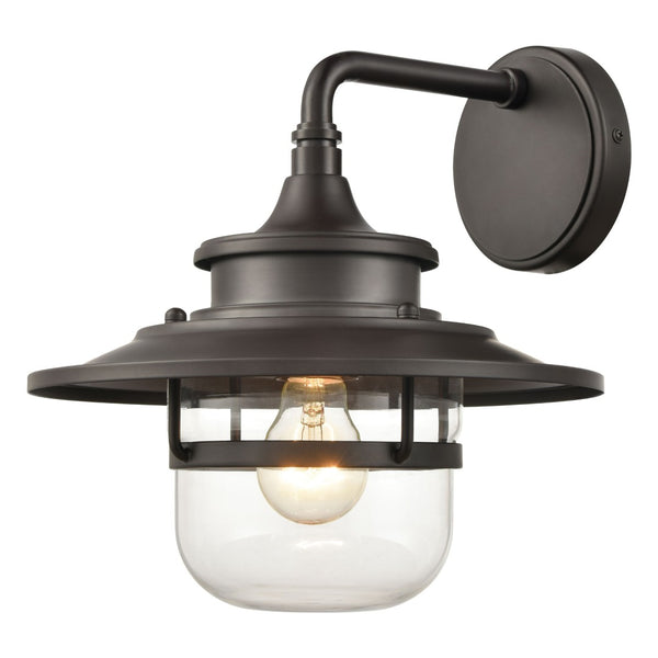 Atlas Renninger Rustic Outdoor Sconce - Vintage-Inspired Barn Light with Clear Glass Diffuser for Patios Oil Rubbed Bronze 11'' OL11370-BZ