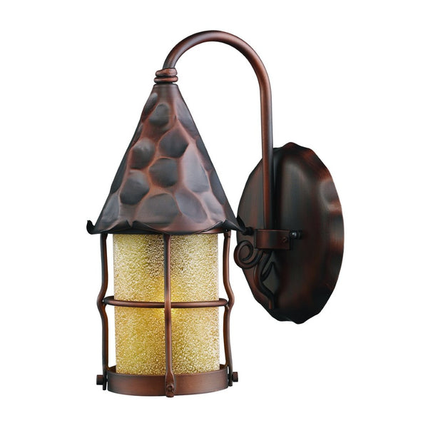 Atlas Rustica Outdoor Wall Sconce - Handcrafted Iron & Scavo Glass, Perfect for Rustic Entryways & Patios Antique Copper 7.5'' OL11371-CO