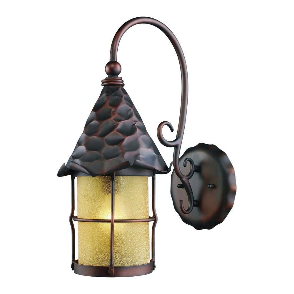 Atlas Rustica Outdoor Wall Sconce - Handcrafted Iron & Scavo Glass, Perfect for Rustic Entryways & Patios Antique Copper 10'' OL11372-CO