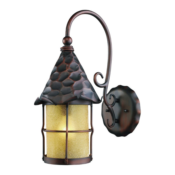 Atlas Rustica Outdoor Wall Sconce - Handcrafted Iron & Scavo Glass, Perfect for Rustic Entryways & Patios Antique Copper 10'' OL11372-CO