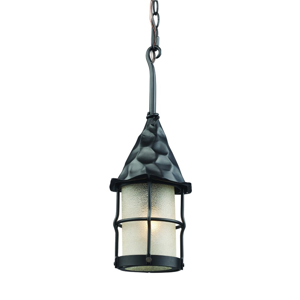 Atlas Rustica 6.5" Wide 1-Light Outdoor Pendant - Handcrafted Charm with Warm Ambient Lighting for Entryways Matte Black OL11374-BK