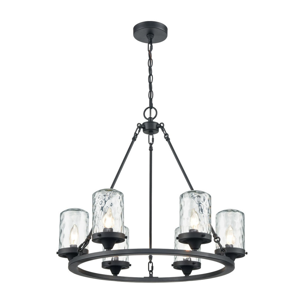 Atlas Torch 26'' Wide 6-Light Outdoor Pendant - Stylish Charcoal Black Fixture for Modern Spaces OL11376-BK
