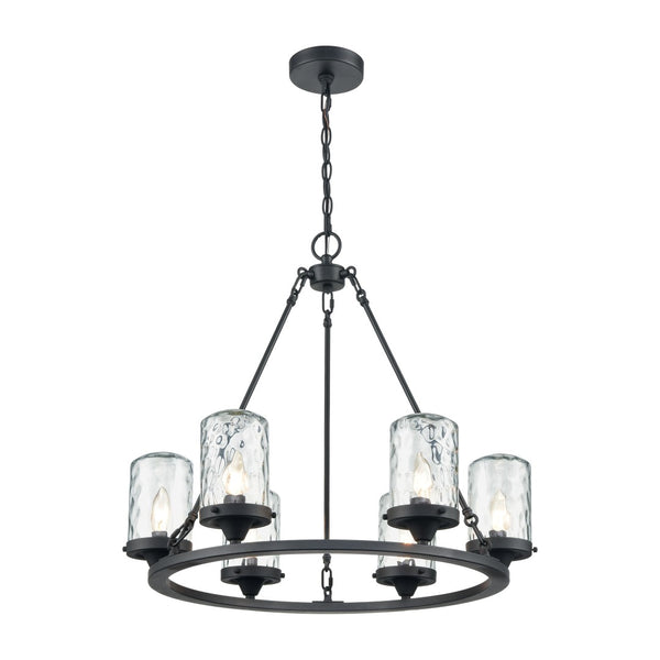 Atlas Torch 26'' Wide 6-Light Outdoor Pendant - Stylish Charcoal Black Fixture for Modern Spaces OL11376-BK