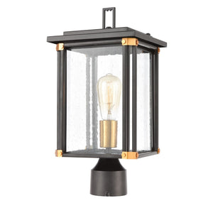 Atlas Vincentown 17" High Elegant Outdoor Post Light - Matte Black & Brass Accents for Curb Appeal OL11382-BK