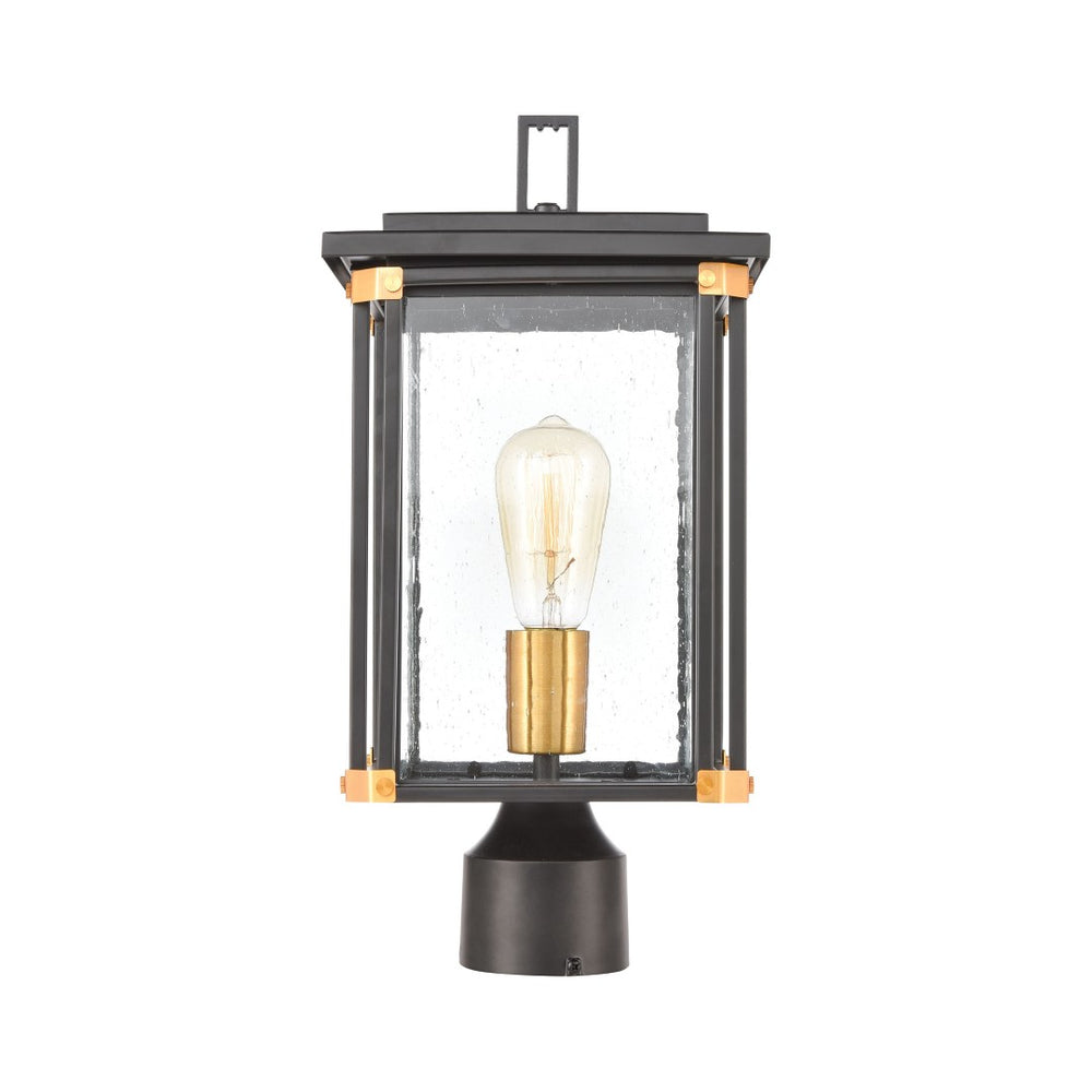 Atlas Vincentown 17" High Elegant Outdoor Post Light - Matte Black & Brass Accents for Curb Appeal OL11382-BK