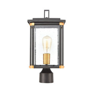 Atlas Vincentown 17" High Elegant Outdoor Post Light - Matte Black & Brass Accents for Curb Appeal OL11382-BK