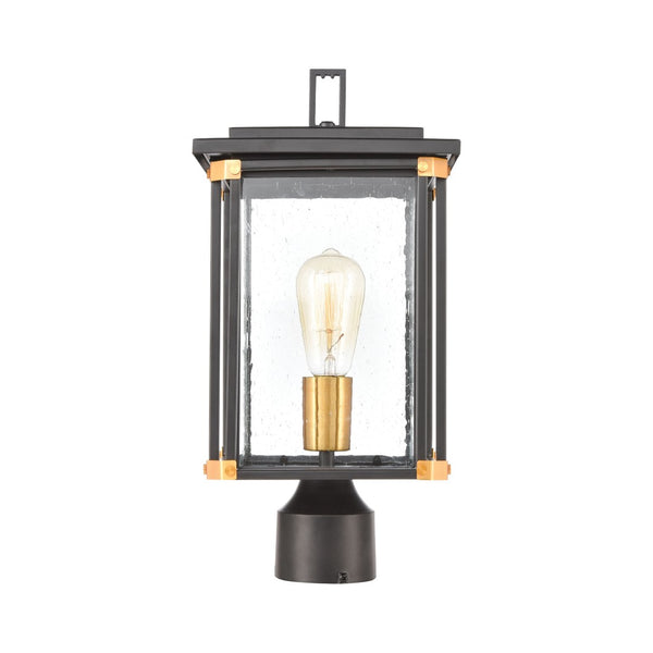 Atlas Vincentown 17" High Elegant Outdoor Post Light - Matte Black & Brass Accents for Curb Appeal OL11382-BK