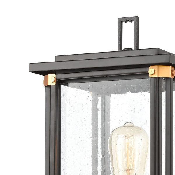 Atlas Vincentown 17" High Elegant Outdoor Post Light - Matte Black & Brass Accents for Curb Appeal OL11382-BK