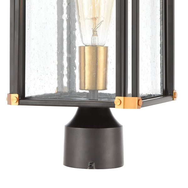 Atlas Vincentown 17" High Elegant Outdoor Post Light - Matte Black & Brass Accents for Curb Appeal OL11382-BK