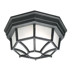 Atlas Cirque 10.5" Wide Outdoor Flush Mount Light - Modern Black Fixture for Entryways & Porches OL11385-BK
