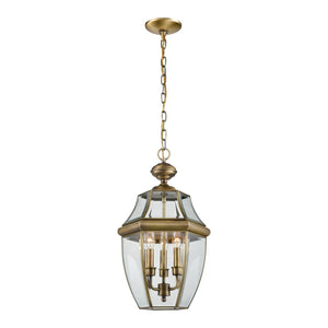 Atlas Ashford 3-Light Outdoor Pendant Fixture - Elegant Traditional Design for Patios and Entryways Antique Brass OL11387-BS