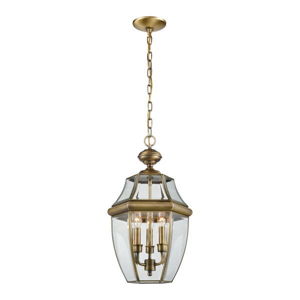 Atlas Ashford 3-Light Outdoor Pendant Fixture - Elegant Traditional Design for Patios and Entryways Antique Brass OL11387-BS