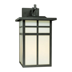 Atlas Mission 1-Light Outdoor Wall Sconce - Elegant Craftsman Design with Frosted Glass for Soft Glow Black 11'' OL11391-BK