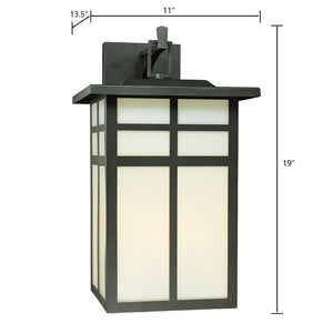 Atlas Mission 1-Light Outdoor Wall Sconce - Elegant Craftsman Design with Frosted Glass for Soft Glow Black 11'' OL11391-BK