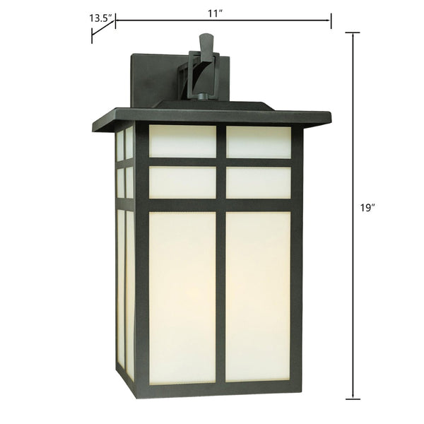 Atlas Mission 1-Light Outdoor Wall Sconce - Elegant Craftsman Design with Frosted Glass for Soft Glow Black 11'' OL11391-BK
