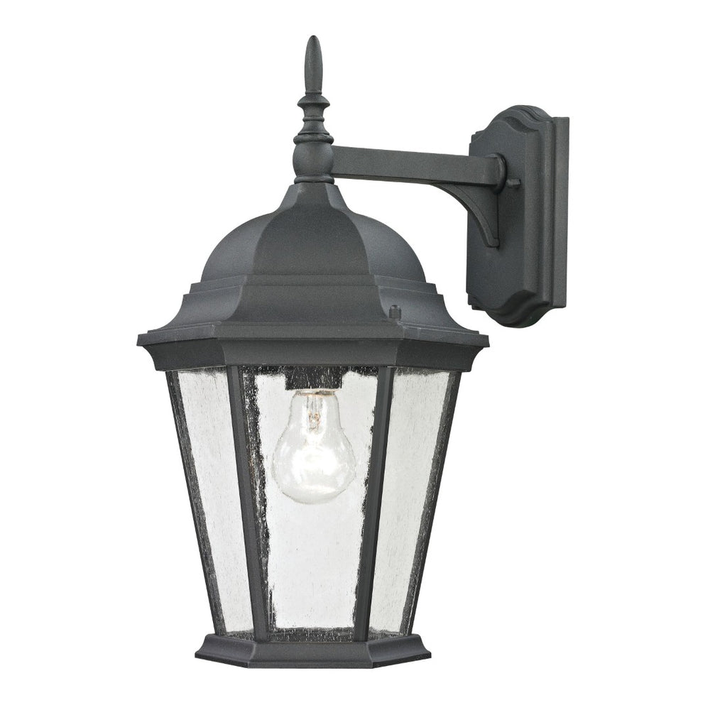 Atlas Temple Hill 18'' High Outdoor Wall Sconce - Elegant Traditional Design with Seeded Glass Panels Matte Textured Black 10'' OL11401-BK