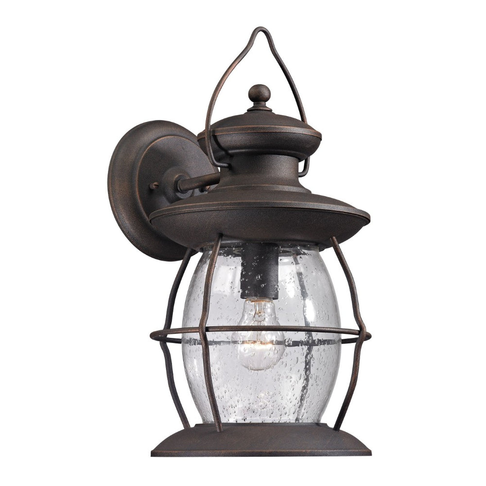 Atlas Village Lantern Outdoor Wall Sconce - Vintage-Style 1-Light Fixture for Timeless Exterior Charm Weathered Charcoal 8'' OL11393-BK