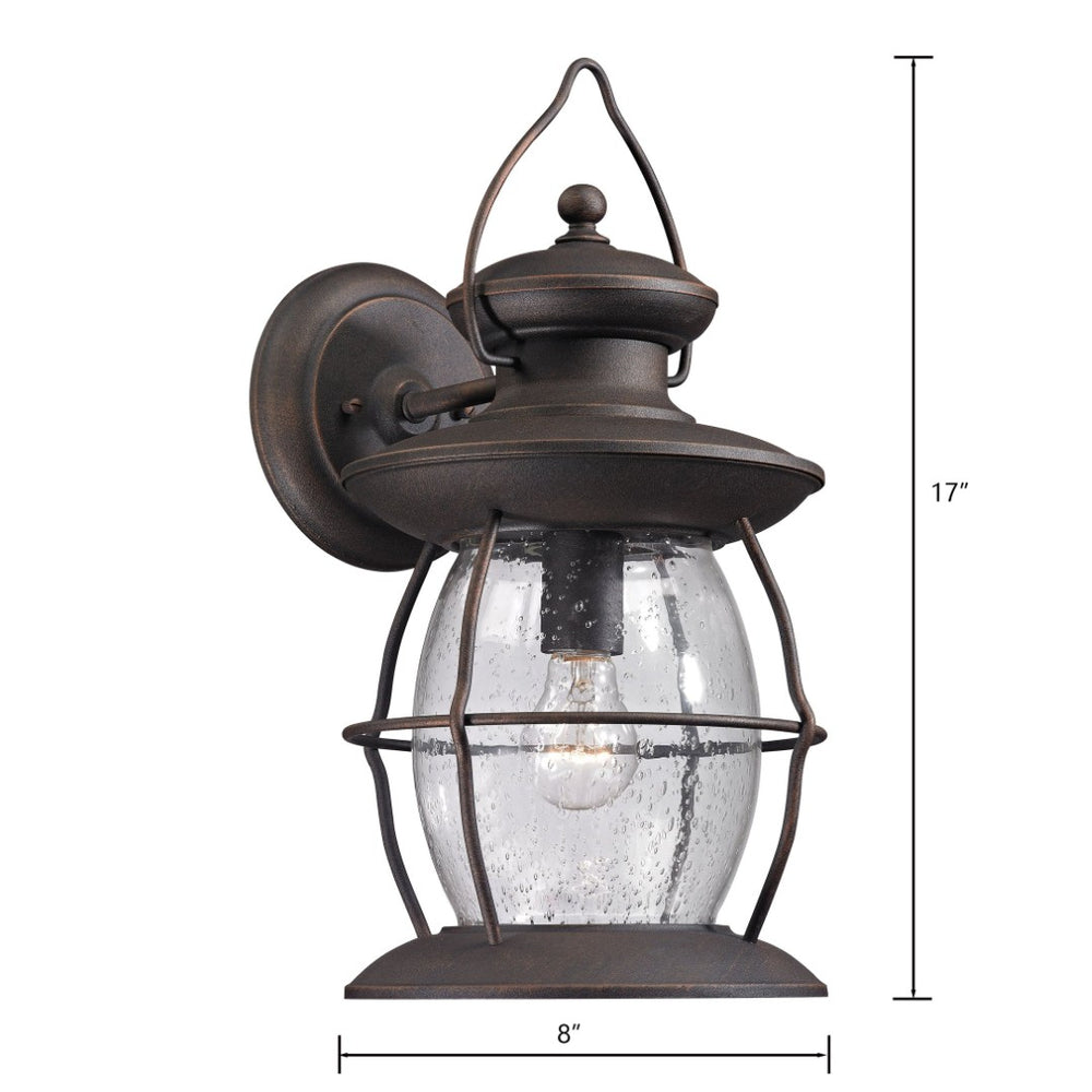 Atlas Village Lantern Outdoor Wall Sconce - Vintage-Style 1-Light Fixture for Timeless Exterior Charm Weathered Charcoal 8'' OL11393-BK