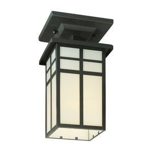 Atlas Mission 5.5'' Wide 1-Light Outdoor Flush Mount - Classic Black Cage with Frosted Glass for Curb Appeal OL11398-BK