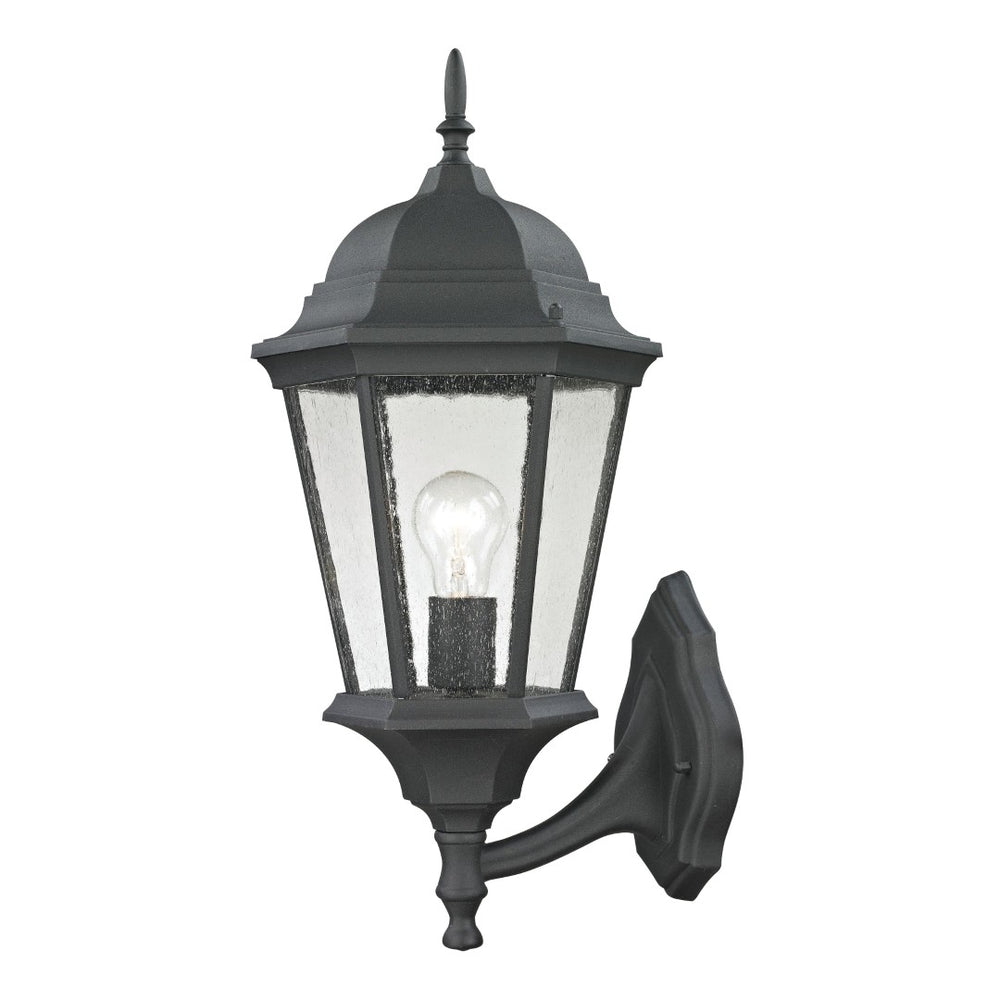 Atlas Temple Hill 18'' High Outdoor Wall Sconce - Elegant Traditional Design with Seeded Glass Panels Matte Textured Black 10'' OL11401-BK