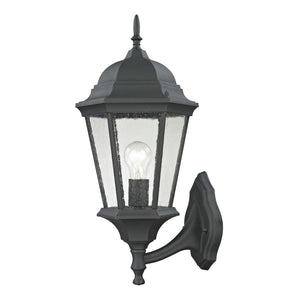 Atlas Temple Hill 18'' High Outdoor Wall Sconce - Elegant Traditional Design with Seeded Glass Panels Matte Textured Black 10'' OL11401-BK