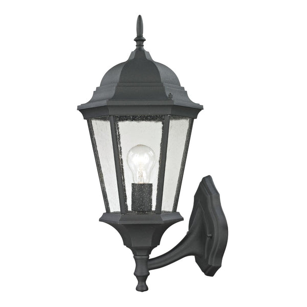 Atlas Temple Hill 18'' High Outdoor Wall Sconce - Elegant Traditional Design with Seeded Glass Panels Matte Textured Black 10'' OL11401-BK