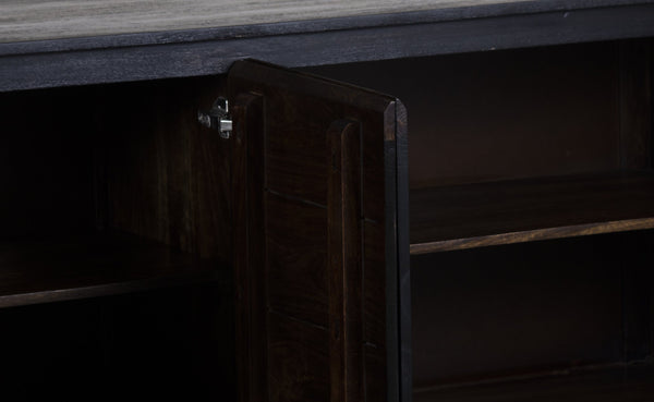 Porter Designs Porter Udo Solid Acacia Wood Sideboard With Dramatic Two-tone Finish In Black And Brown Tones Black Wood 07-108-06-8791