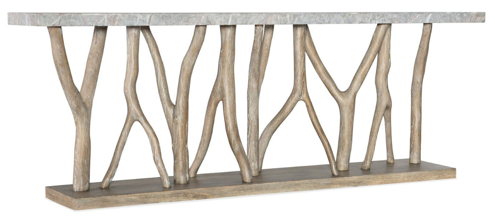 Hooker Furniture Surfrider Console Table With Stone Veneer Top & Sculptural Pecan Branch Base, Coastal Rustic Chic 6015-85001-80