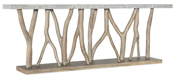Hooker Furniture Surfrider Console Table With Stone Veneer Top & Sculptural Pecan Branch Base, Coastal Rustic Chic 6015-85001-80