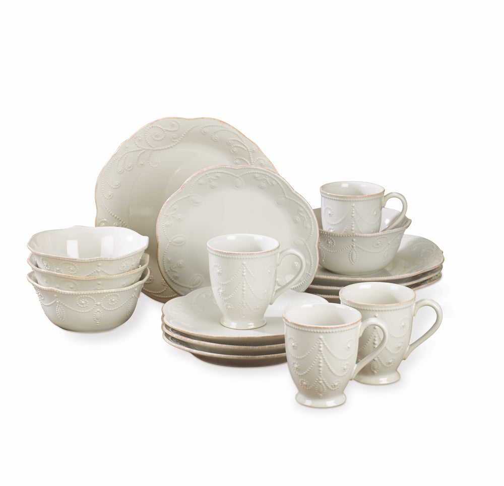Lenox French Perle White 16-Piece Dinnerware Set White, WHITE STONEWARE 851745