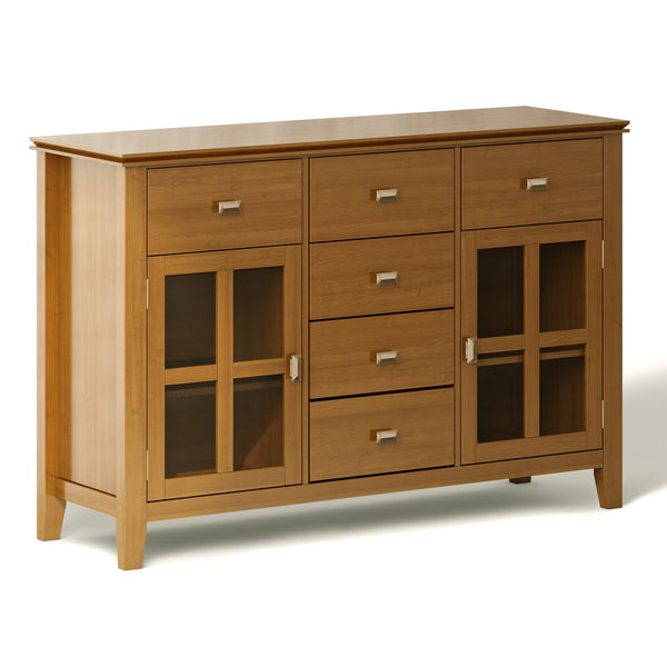 English Elm Artisan Solid Wood Sideboard Buffet - Honey Brown Elegance With Ample Storage & Timeless Design B136P158389
