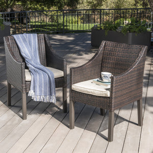 English Elm Christopher Knight Home® - ANTIBES Outdoor Dining Chair Set of 2 — All-Weather PE Rattan, Water-Resistant Cushions, Sleek Design Multi 40 L x 24.5 W x 11.5 H 61561.00MBRN