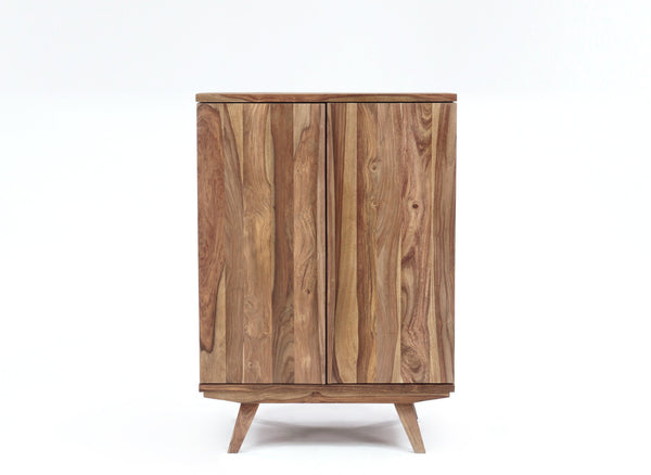 Porter Designs Porter Fusion Solid Sheesham Wood Bar Cabinet – Unique Mid Century Design For Stylish Home Storage Light Brown Wood 07-117-30-6734n