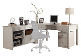 Boca L Shape Desk with Credenza and Lateral File Cottage White BOC-4PC-LDESK-FILE-CDZ Parker House