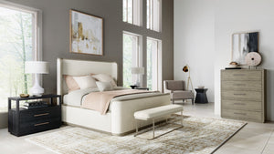 Hooker Furniture Linville Merino Pearl Upholstered Bench With Champagne Metal Base — Stain‑Resistant Seating For Entryway Decor 6150-90019-95