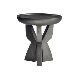 Bernhardt Bernhardt Cast Aluminum Mazo Side Table — 24" Basin Top, Black Nickel Finish, Sculptural Modern Accent (97) 328400