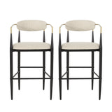 Christopher Knight Home® - Noble House - Elmore Modern Fabric Upholstered Iron 30 Inch Barstools (Set of 2)