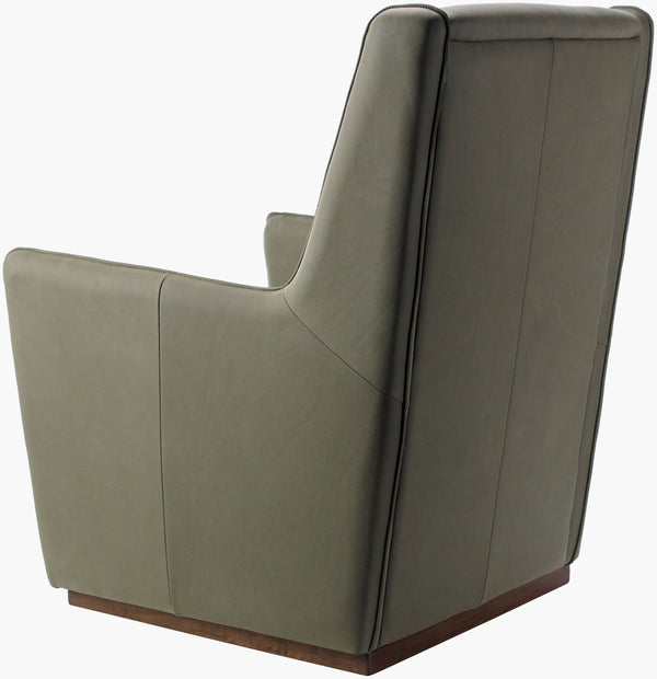 Surya Olivier Accent Chair - Modern Leather Upholstery, Durable Rubber Wood Base, Unmatched Comfort & Elegance Upholstery, Olive,Base, Dark Brown Leather,Rubber Wood,Polyurethane Foam,Feather Blend Olr-001