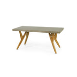 Christopher Knight Home® - Noble House - Mulligan Outdoor Acacia Wood and Cast Stone Coffee Table, Teak and Light Gray