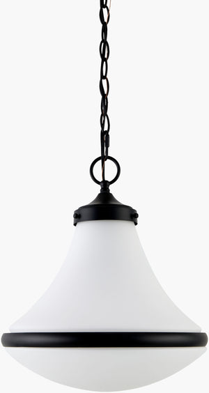 Surya Olot Minimalist Pendant Light - 13"X13" Modern Iron & Glass Fixture For Kitchen Or Dining Room Fixture, Black,Shade, White,Cord, Black Iron,Glass,Glass Olt-001