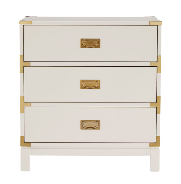 Homelegance By Top-Line Jameson 3-Drawer Gold Accent Nightstand White Wood