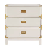 Homelegance By Top-Line Jameson 3-Drawer Gold Accent Nightstand White Wood