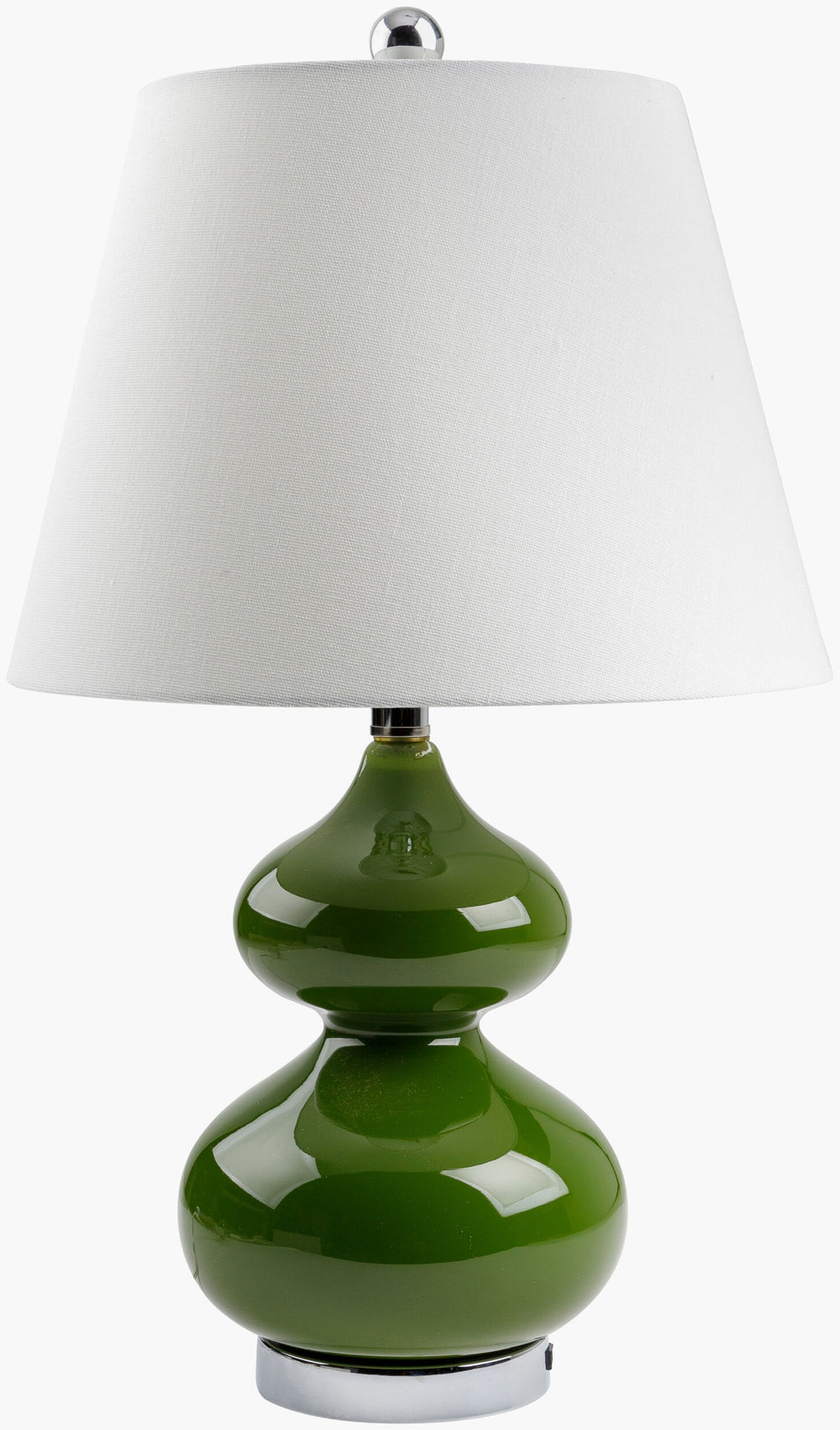 Surya Olive 24" Hand-painted Glass Accent Table Lamp - Bohemian Global Style With Linen Shade & Finial Body, Green,Shade, Beige,Finial, Silver Gray,Harp, Metallic ,Nickel,Cord, Translucent Glass,Linen,Metal,Iron Olv-001