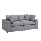 Nazeen Grey Linen Weave Down Blend Loveseat