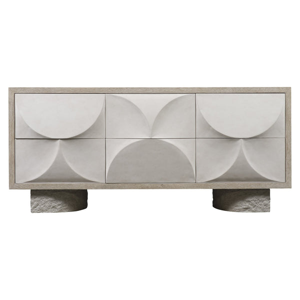 Bernhardt Bernhardt Lunula Dresser With Sculptural Resin Drawer Fronts, Concrete Bases, Flaxen Wood Finish 309051